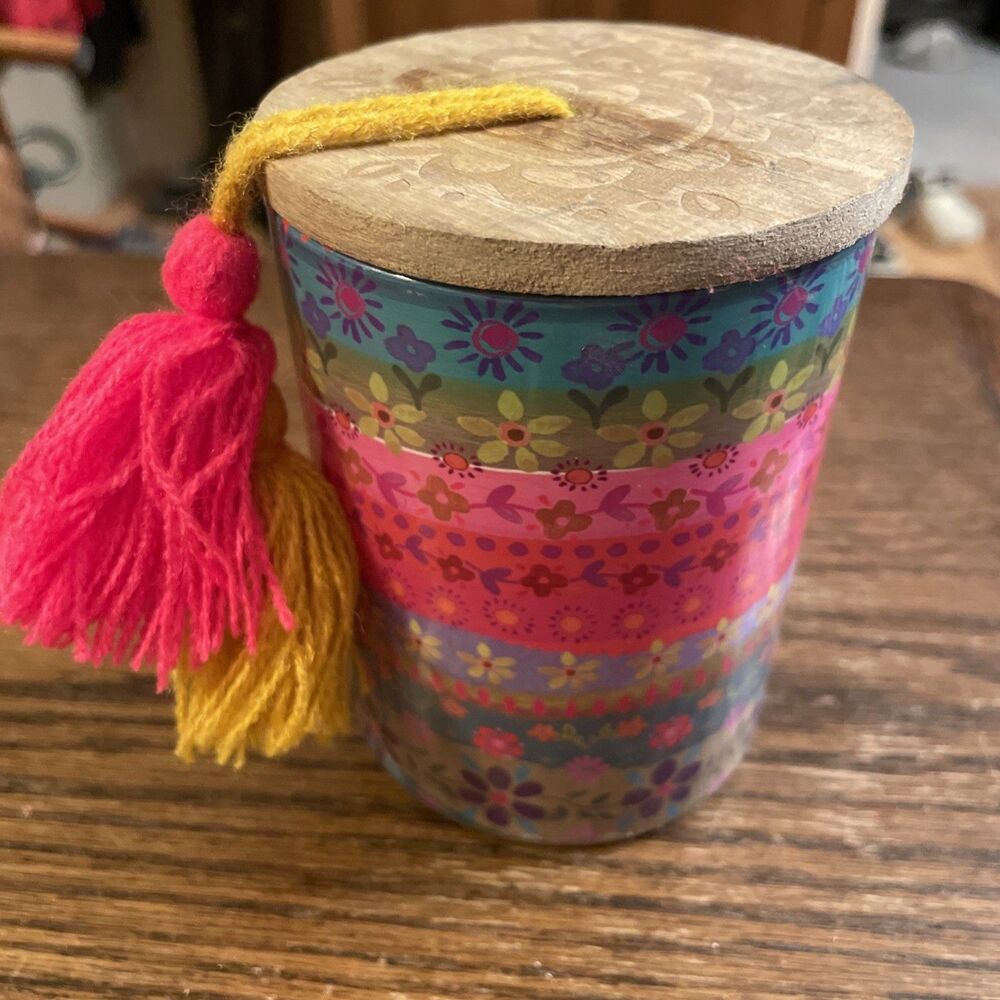NEW Natural Life Neroli Soy Based Scented Candle Jar Boho Tassel